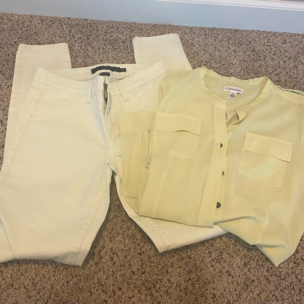 Calvin Klein pants and shirt set! Beautiful set, can be worn to any occasion.